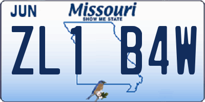 MO license plate ZL1B4W