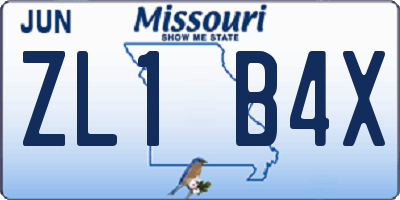 MO license plate ZL1B4X