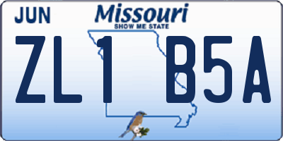 MO license plate ZL1B5A