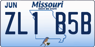MO license plate ZL1B5B