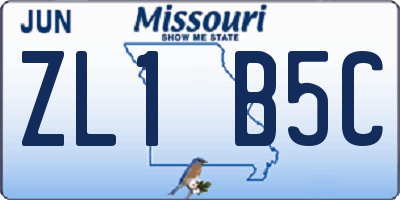 MO license plate ZL1B5C