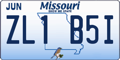 MO license plate ZL1B5I