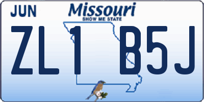 MO license plate ZL1B5J