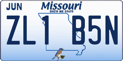MO license plate ZL1B5N