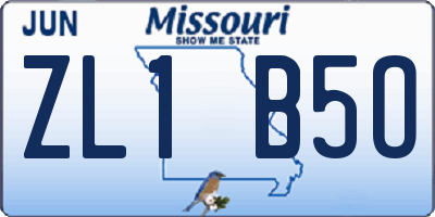 MO license plate ZL1B5O