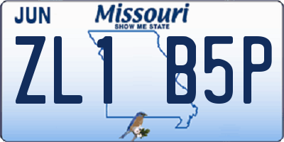 MO license plate ZL1B5P