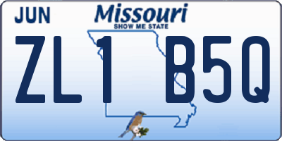MO license plate ZL1B5Q