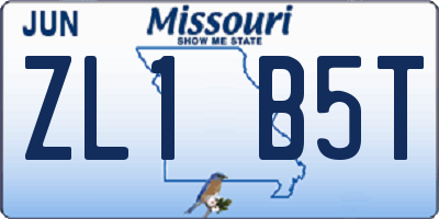 MO license plate ZL1B5T