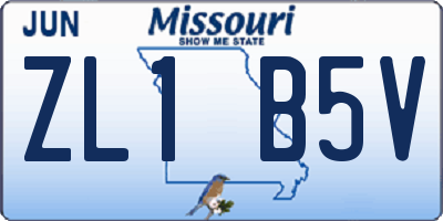 MO license plate ZL1B5V