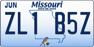 MO license plate ZL1B5Z