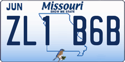 MO license plate ZL1B6B