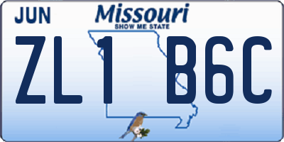 MO license plate ZL1B6C