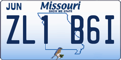 MO license plate ZL1B6I