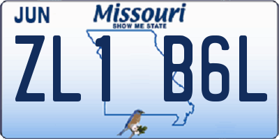 MO license plate ZL1B6L