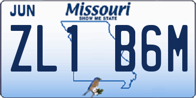 MO license plate ZL1B6M