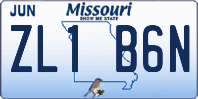 MO license plate ZL1B6N