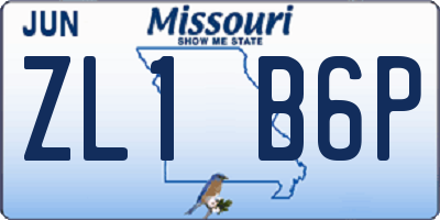 MO license plate ZL1B6P