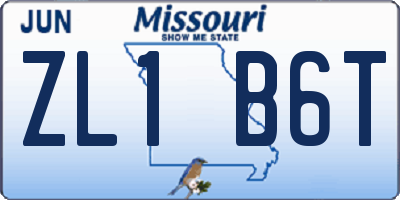 MO license plate ZL1B6T