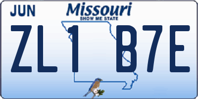 MO license plate ZL1B7E