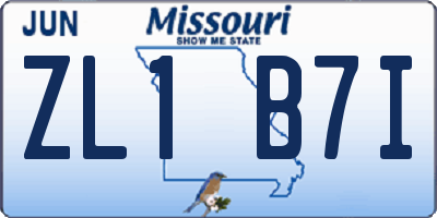 MO license plate ZL1B7I