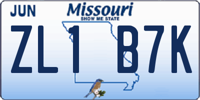 MO license plate ZL1B7K