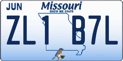 MO license plate ZL1B7L
