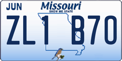 MO license plate ZL1B7O