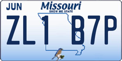 MO license plate ZL1B7P