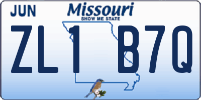 MO license plate ZL1B7Q