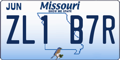 MO license plate ZL1B7R