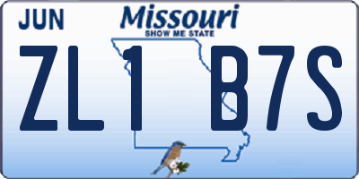 MO license plate ZL1B7S