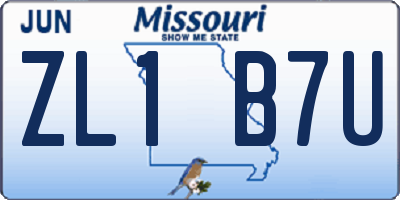 MO license plate ZL1B7U