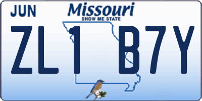 MO license plate ZL1B7Y