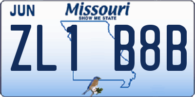 MO license plate ZL1B8B