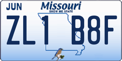 MO license plate ZL1B8F
