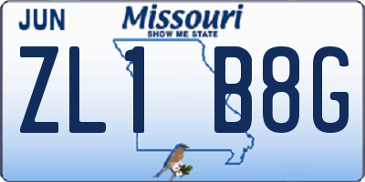 MO license plate ZL1B8G