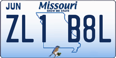 MO license plate ZL1B8L
