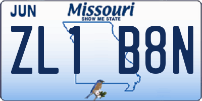 MO license plate ZL1B8N
