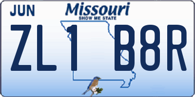 MO license plate ZL1B8R