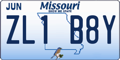 MO license plate ZL1B8Y