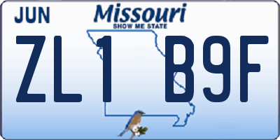 MO license plate ZL1B9F