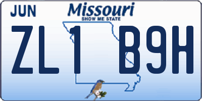 MO license plate ZL1B9H