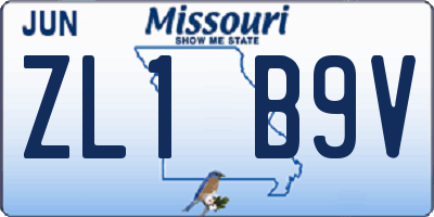 MO license plate ZL1B9V