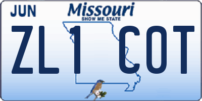 MO license plate ZL1C0T