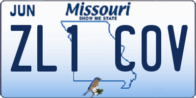 MO license plate ZL1C0V