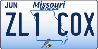 MO license plate ZL1C0X