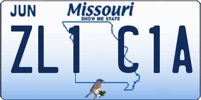 MO license plate ZL1C1A