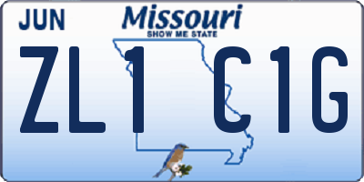 MO license plate ZL1C1G