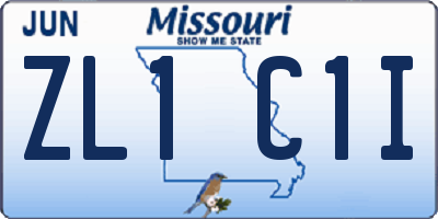 MO license plate ZL1C1I