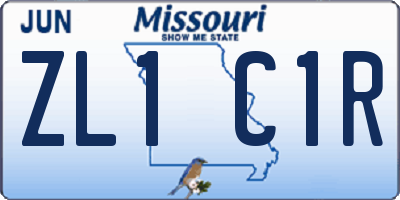 MO license plate ZL1C1R